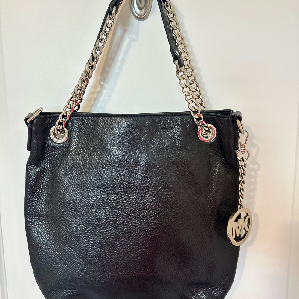 Michael Kors Black Leather Chain Shoulder Bag